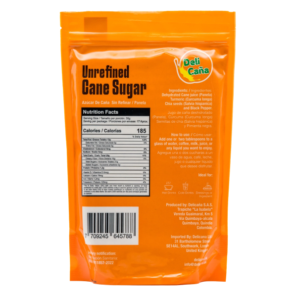 Unrefined Cane Sugar Blend with Turmeric, Chia Seeds, and Black Pepper 2