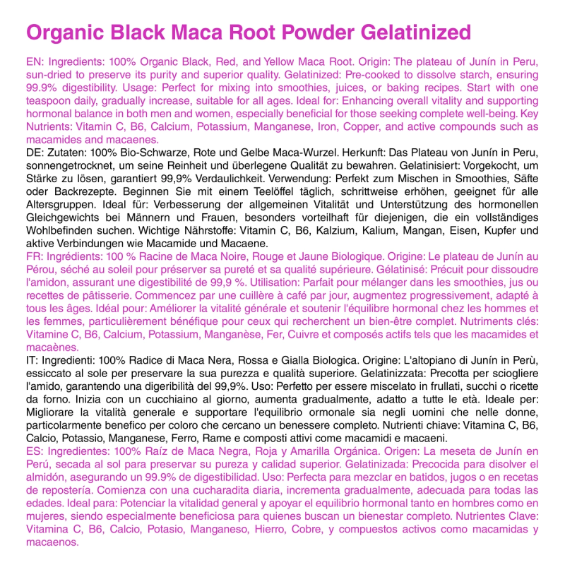 Organic Gelatinized Triple Maca Root Powder